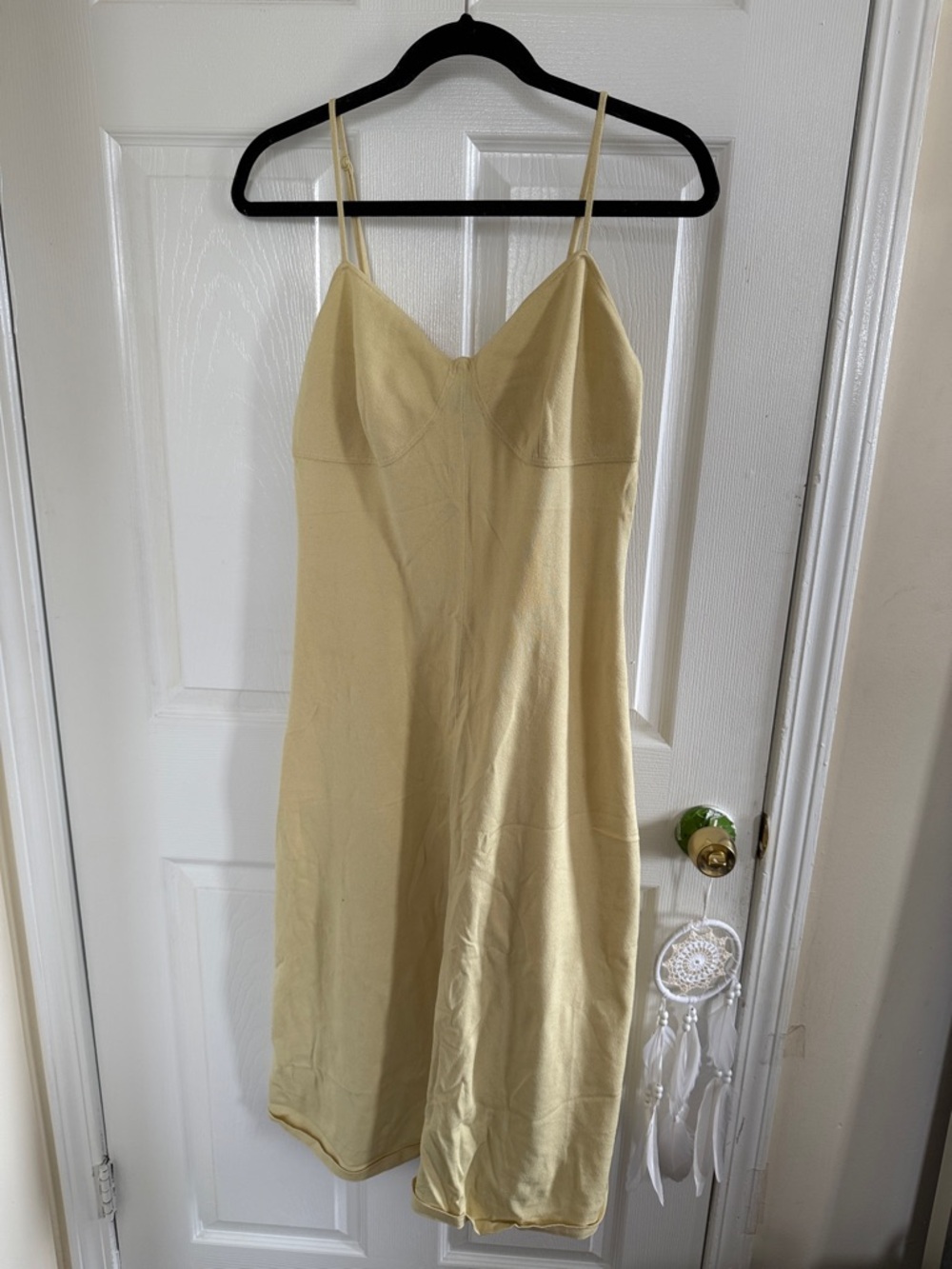 Soft Yellow Slip Dress - Spaghetti Straps